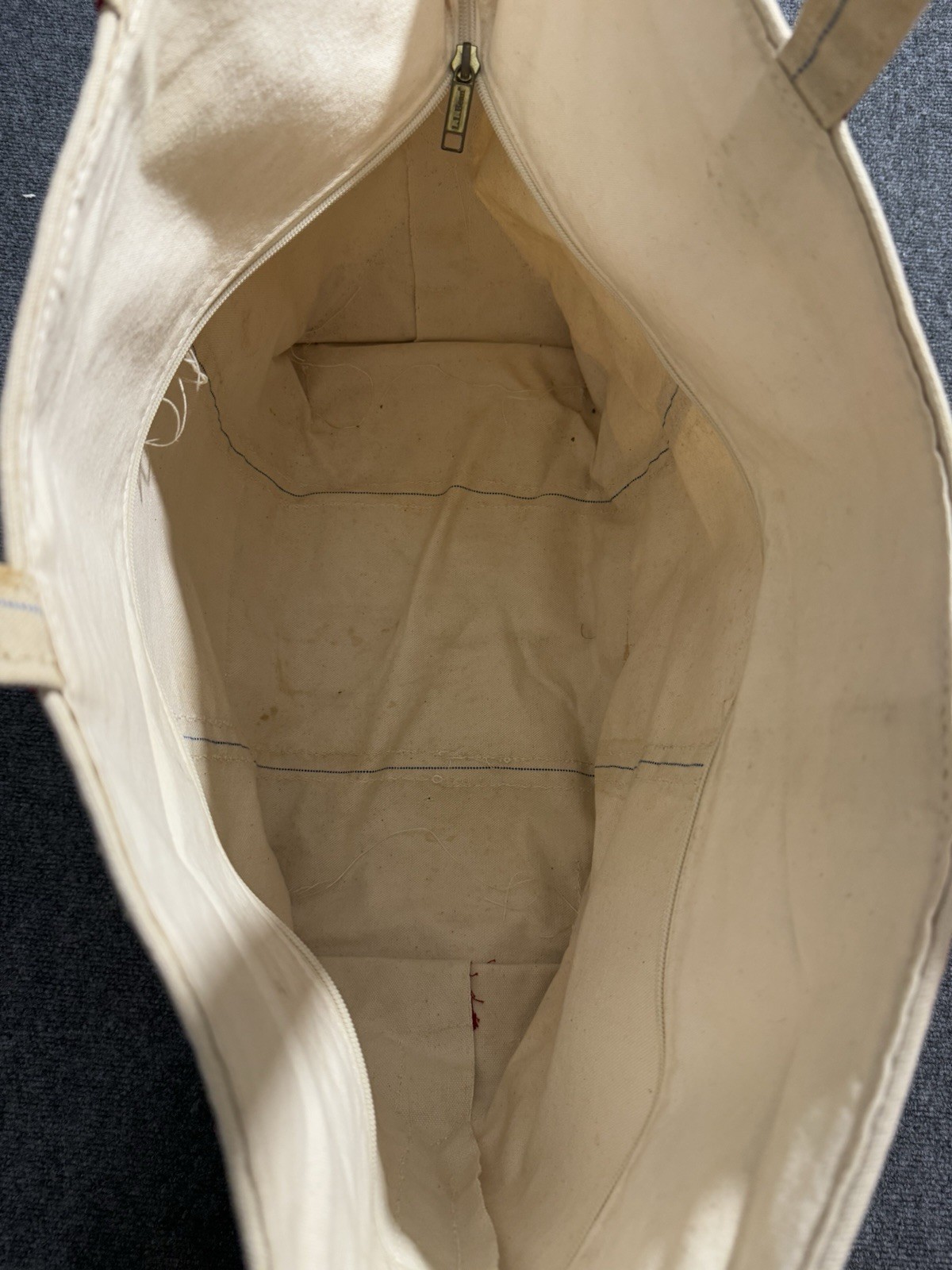Vintage L.L. Bean Boat And Tote Bag Multi Color Canvas XL Zipper