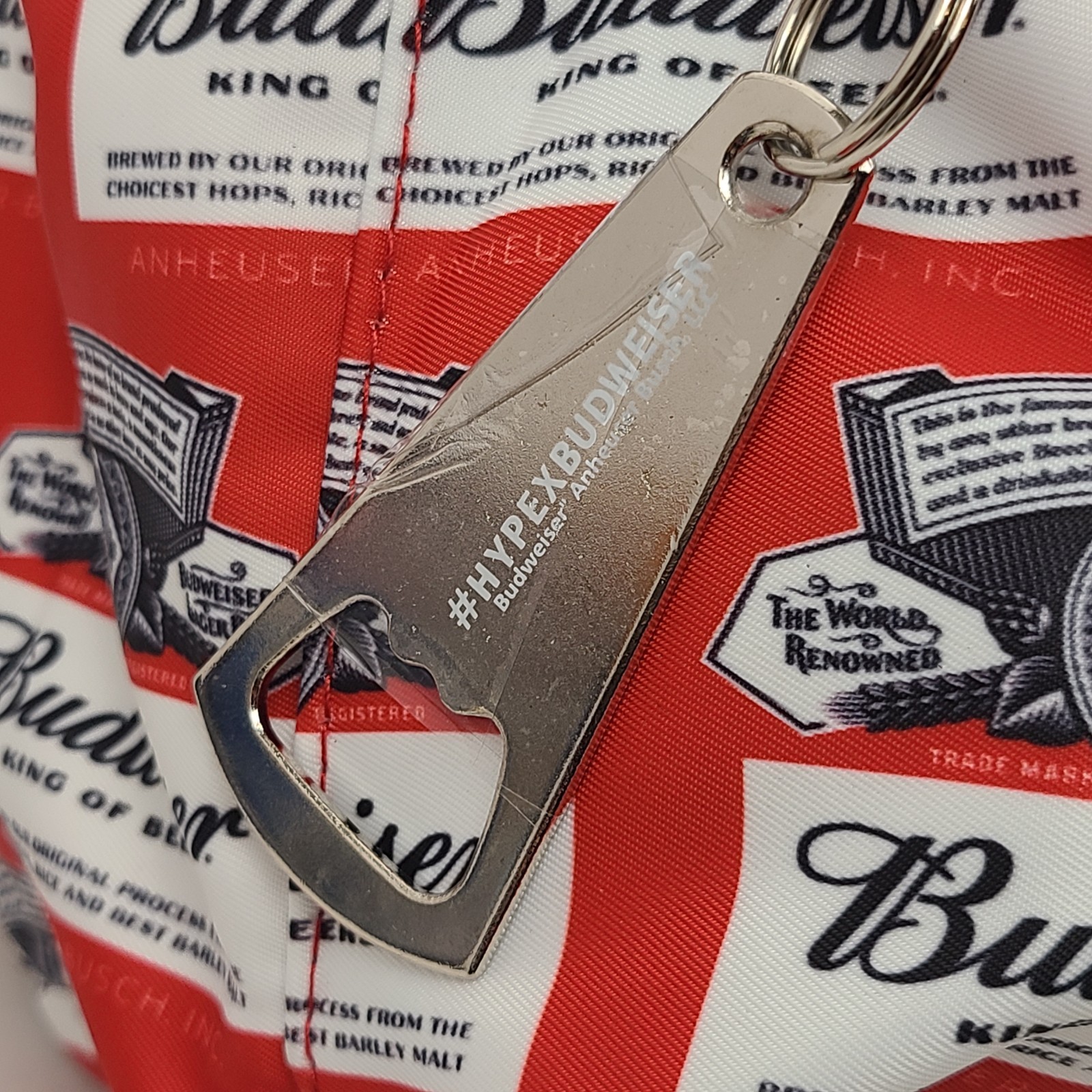 Hype X Budweiser Beer Collaboration Backpack w/ Bottle Opener All Over Print Red