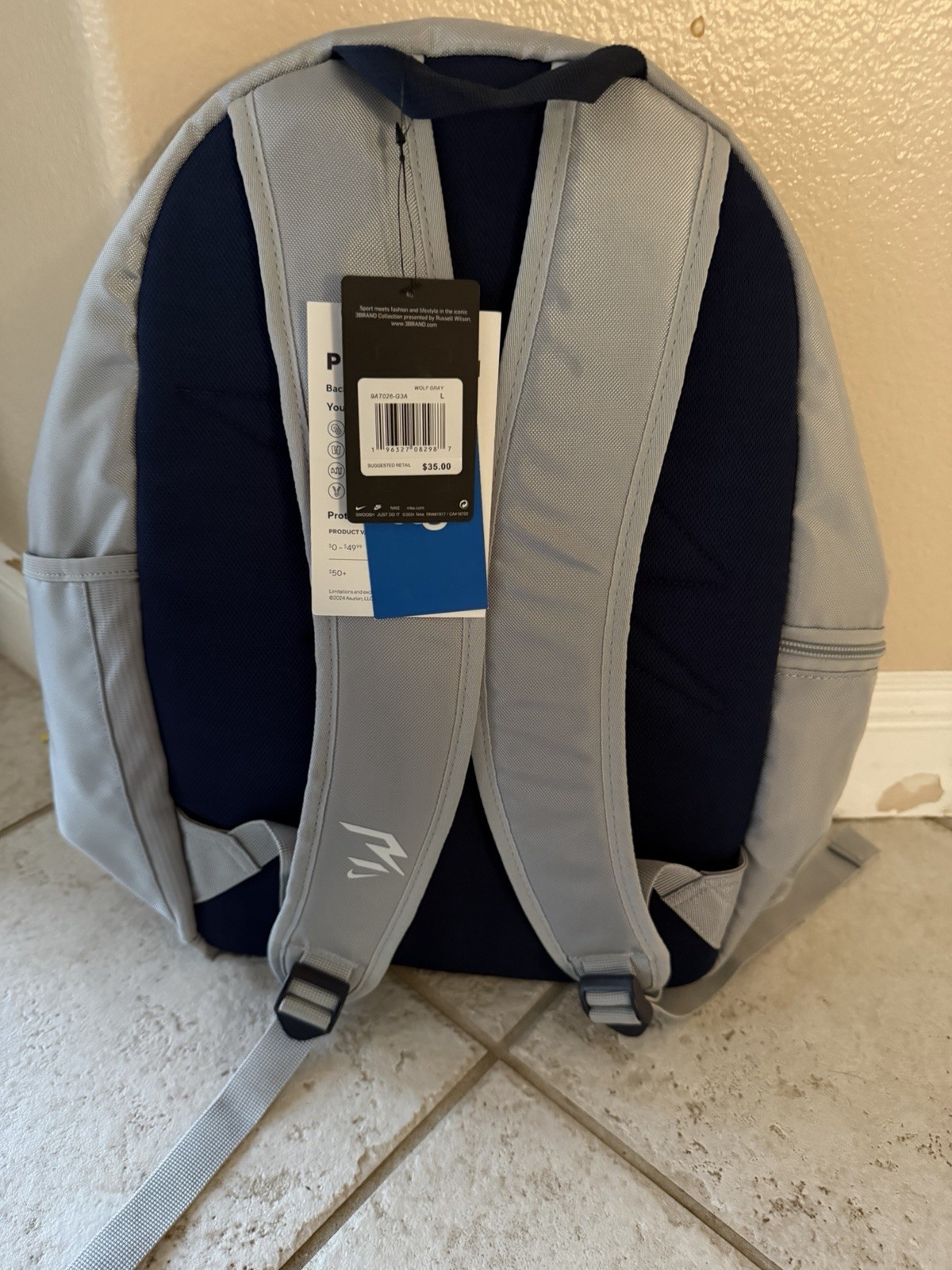 Nike Gray Solid Backpack Zip Closure Adjustable Strap Pockets Unisex