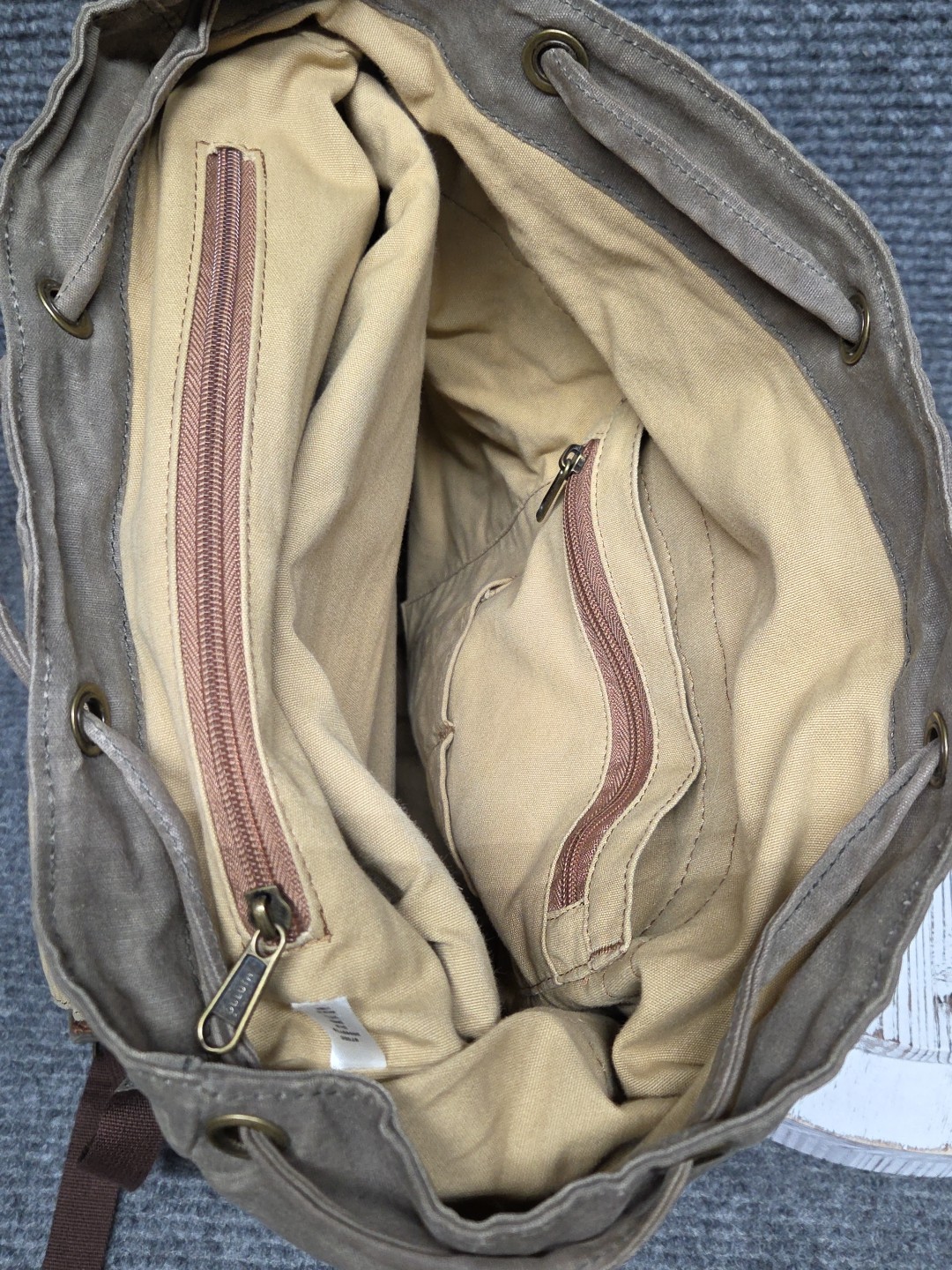 Duluth Trading Co Backpack Satchel Brown Oil Cloth Hiking Duffle Bag