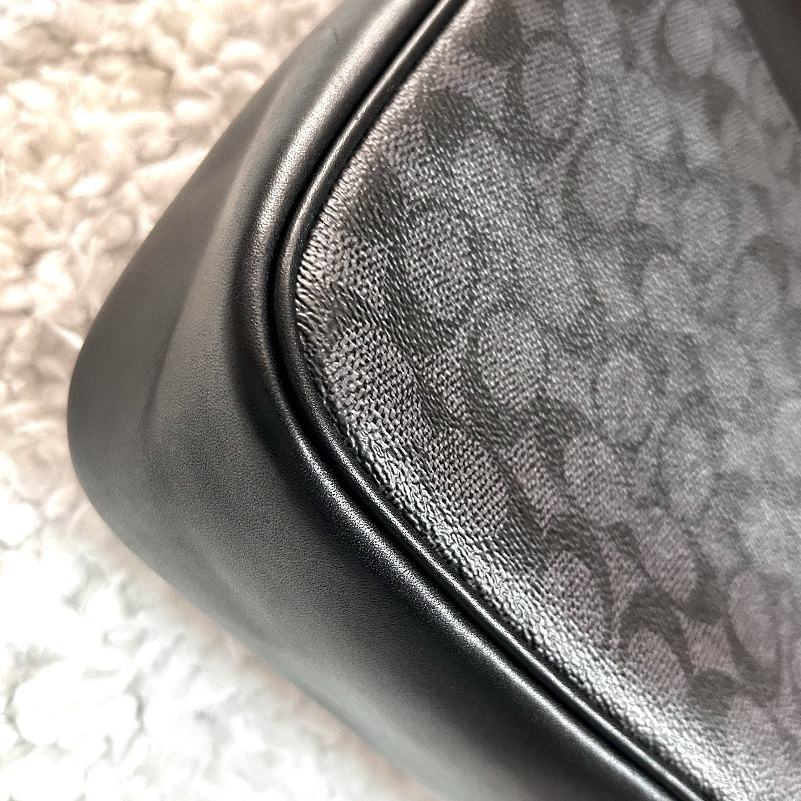 Coach Signature Monogram Messenger Crossbody Bag Black/Gray Magnetic Strap