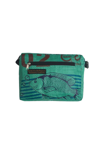 Recycled Fish Feed Shoulder Bag Small Hand Made in Cambodia Fairtrade!