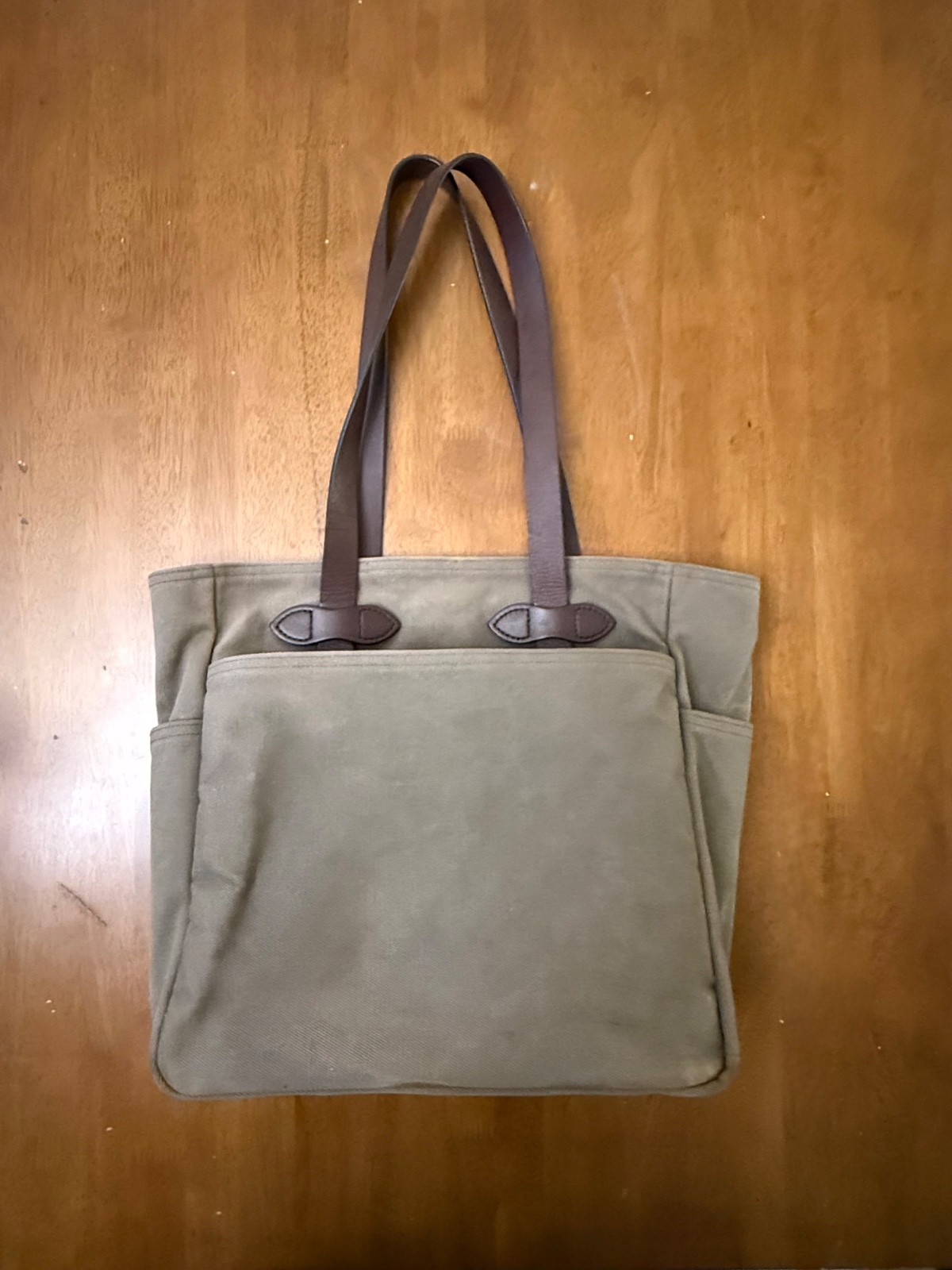 Filson 260 Open Tote Bag Otter Green Rugged Twill Leather Made in USA