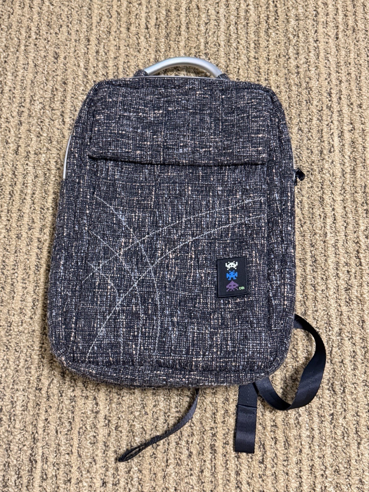DIME BAGS Concrete Tweed Backpack Space Invaders Aracade Patch Laptop Slab Bag