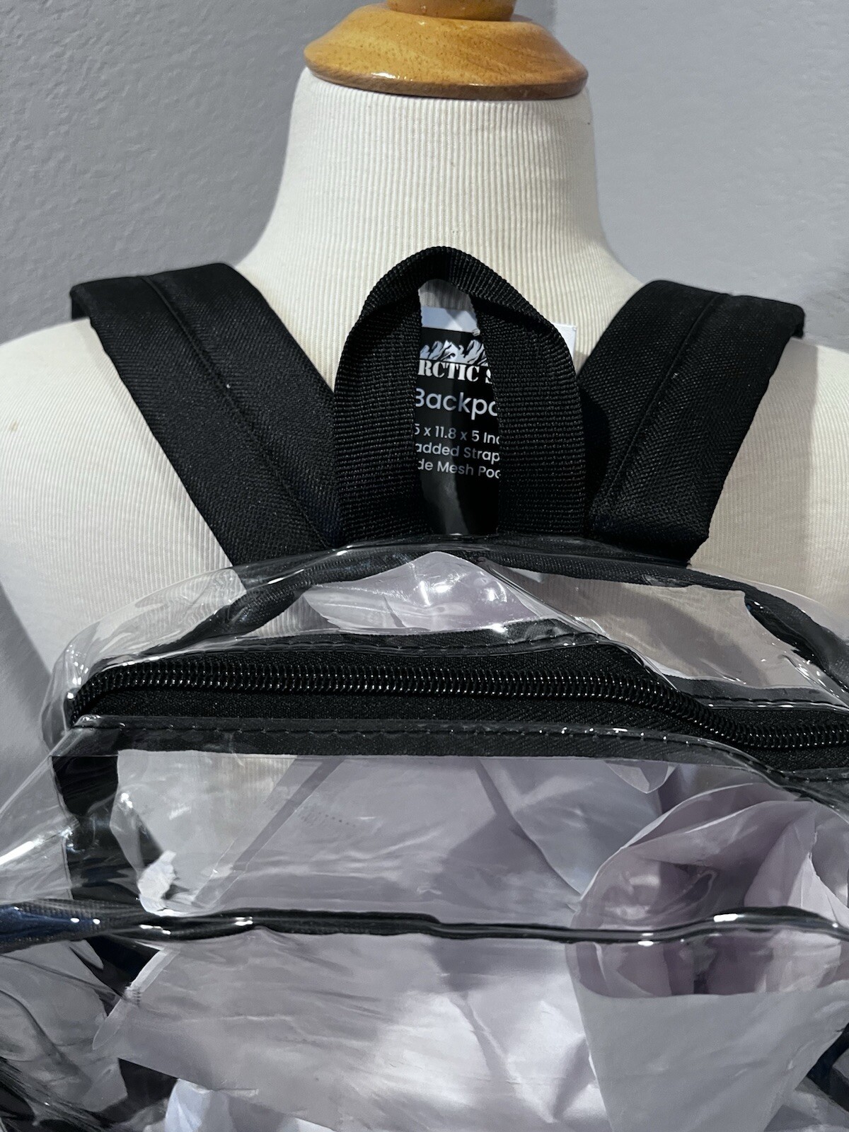 #3890. Arctic Star Clear Backpack. 15 X 11.8 X 5 w/Padded Adjustable Straps. NEW