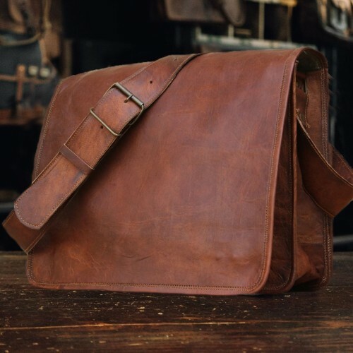 Very Rare Vintage Brown Leather Full Flap Messenger Laptop Satchel Shoulder Bag