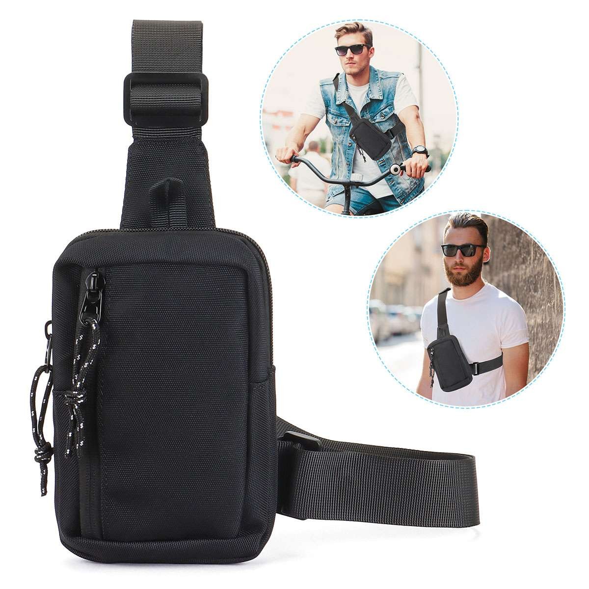 Men’s Sling Shoulder Bag Oxford Chest Pack Crossbody Casual Travel Phone Packet