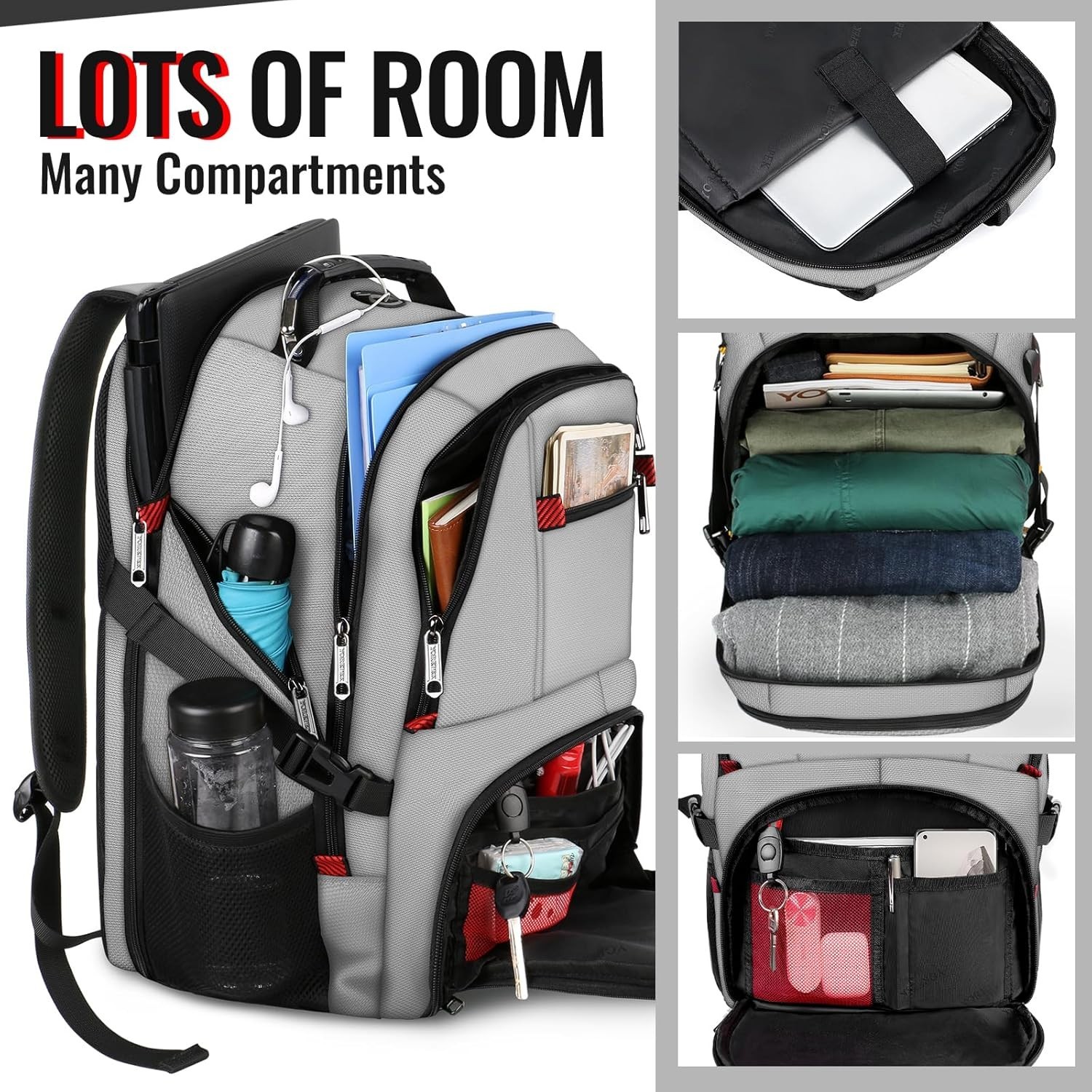 50L Extra Large Travel Backpack for 17-inch Laptops | Water Resistant & USB Port