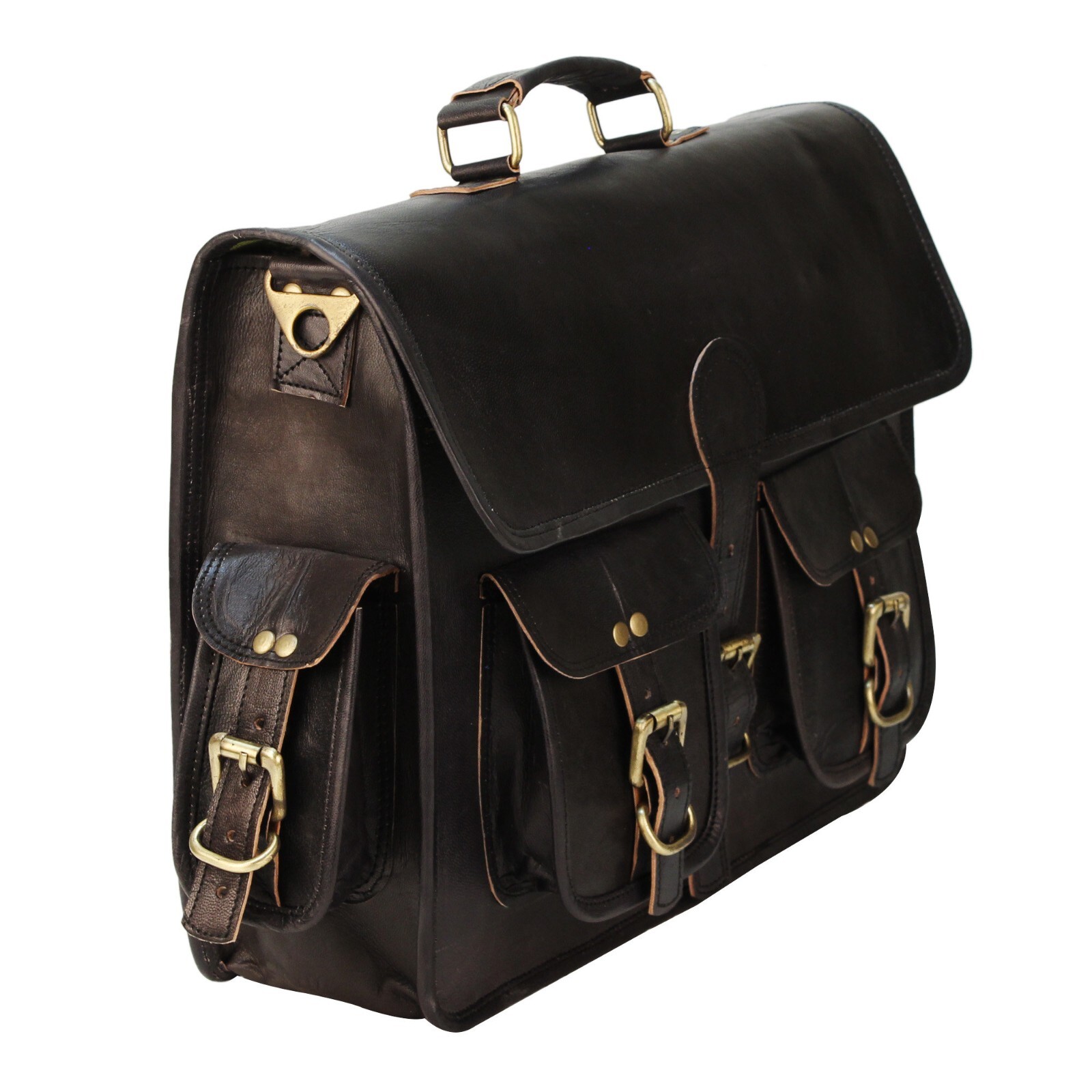Handmade Vintage Leather Travel Messenger Office Crossbody Laptop Bag Briefcase