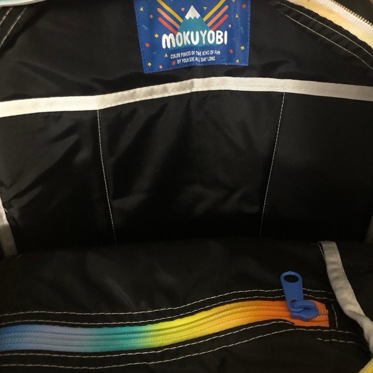 Mokuyobi Atlas Backpack Black Rainbow Trim, Zip Closure, Adjustable Straps