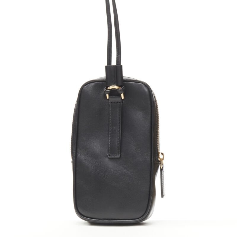 VERSACE Clash Demi Medusa gold silver split black leather neck crossbody bag