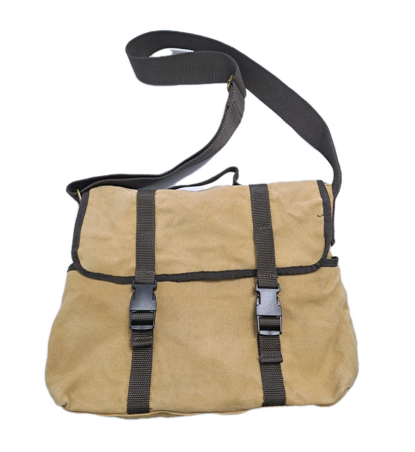 Canvas Khaki Messenger Bag Distressed Retro Vintage Merona Army School Travel