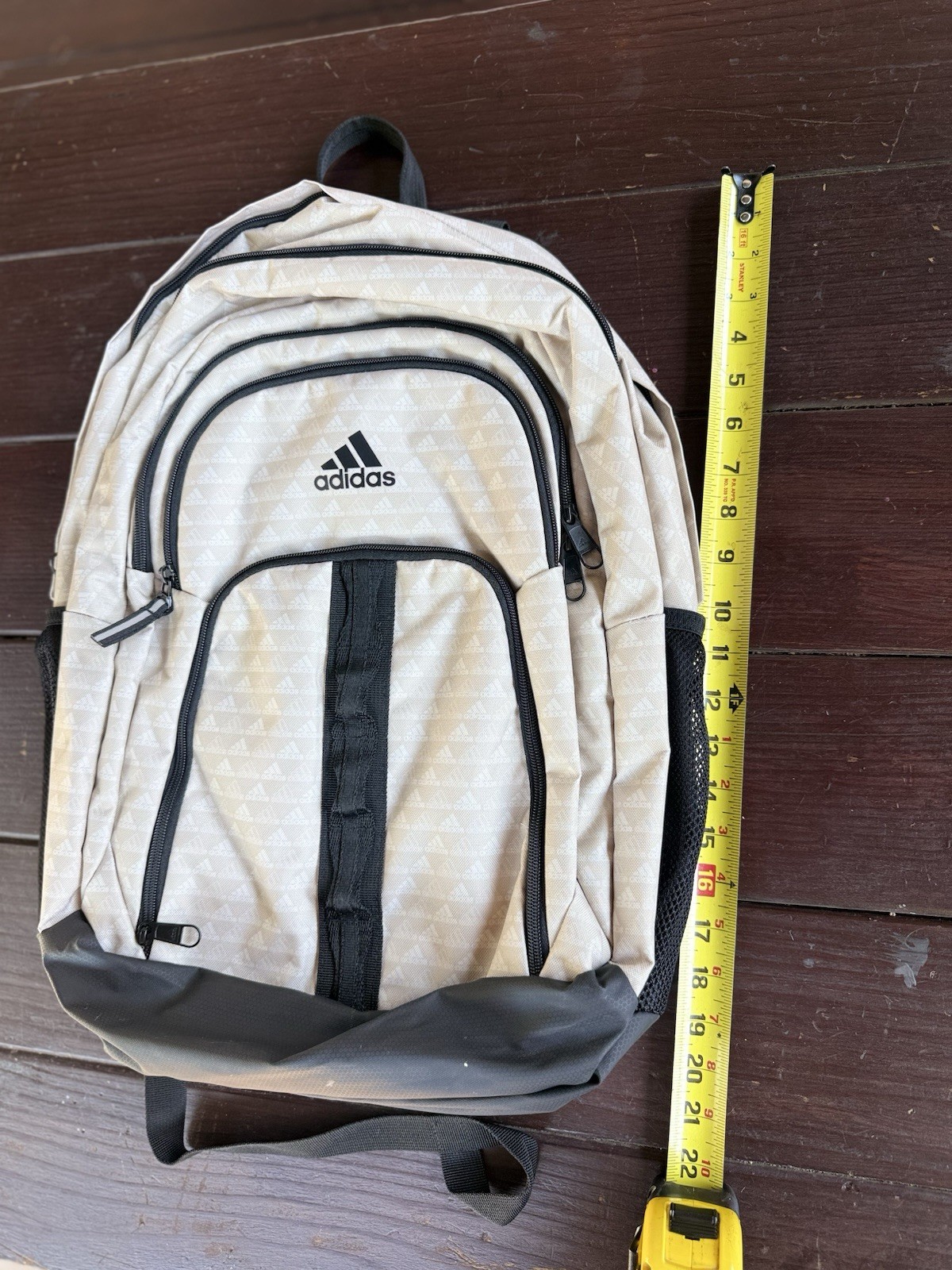Adidas Prime 6 Backpack Beige Monogram Pattern