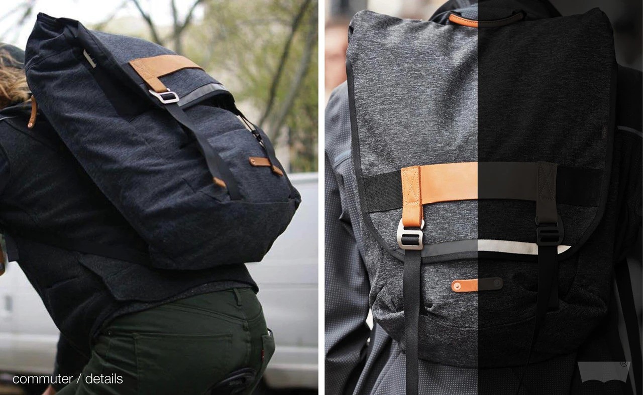 Levi’s Commuter Flap Over Waterproof Backpack Leather Laptop Cycling Bag Cordura