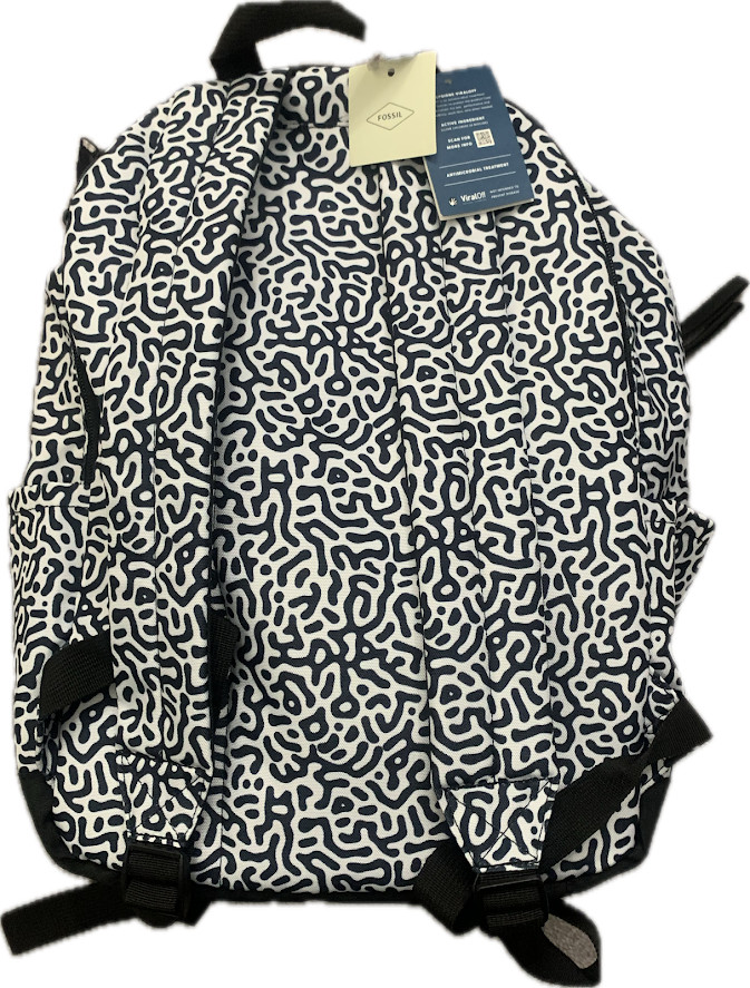 Fossil Belmont ViralOff Backpack Black White Laptop Travel Bag MBG1617005 NWT
