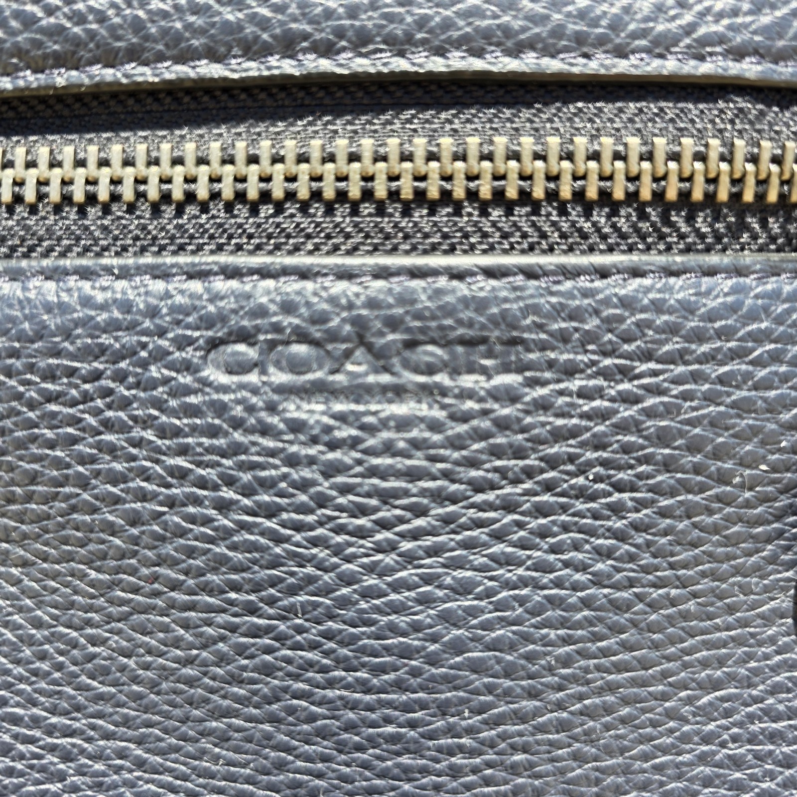 Rare Coach West Pack Sling Bag In Navy Pebbled Leather; Strap Adapts to L or R