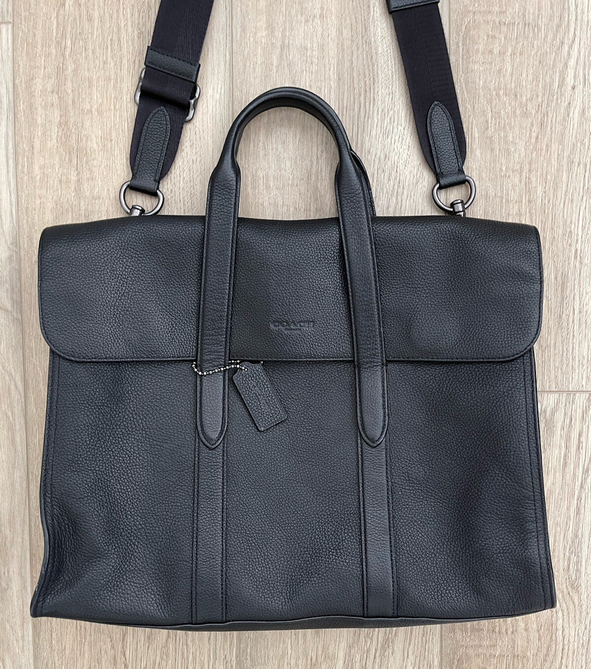 Coach 58097 Metropolitan Portfolio Briefcase, Pebbled Leather, Black, BEAUTIFUL!