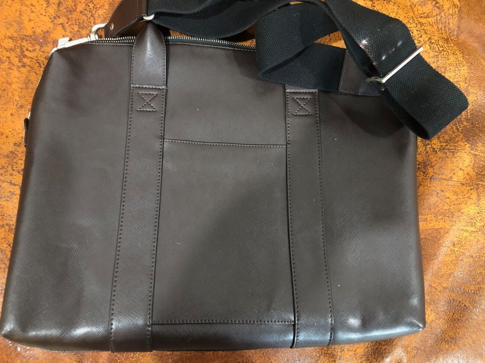 Jack Spade Men’s Adjustable Strap Leather Briefcase Laptop Bag Brown Pre-owned