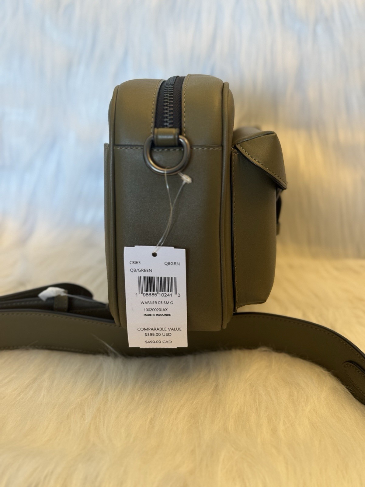 NWT COACH MEN’S Warner Crossbody Bag Smooth grain leather CBI63 QB/GREEN