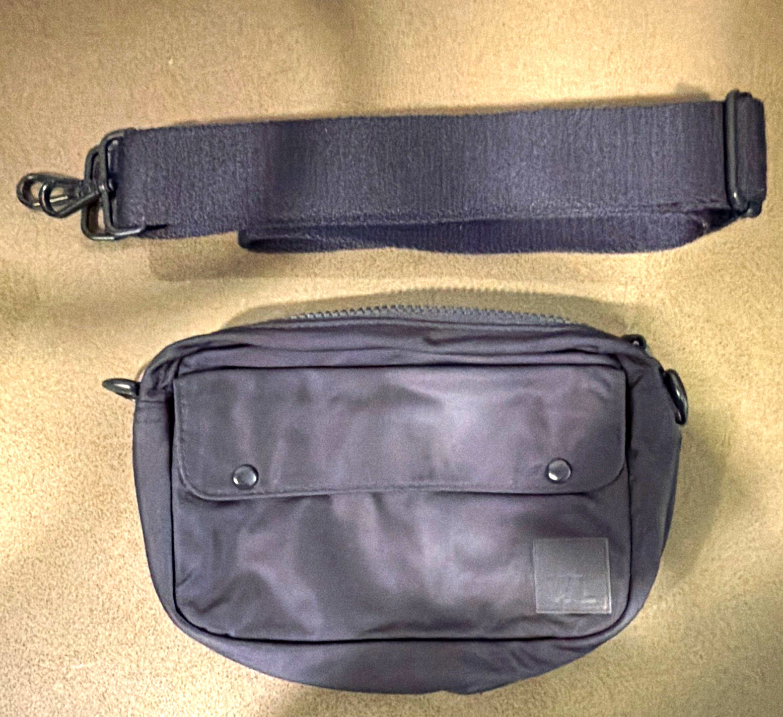 Navy Madewell Small Crossbody Zip Top Snap Flap Pocket Adjustable Shoulder Strap