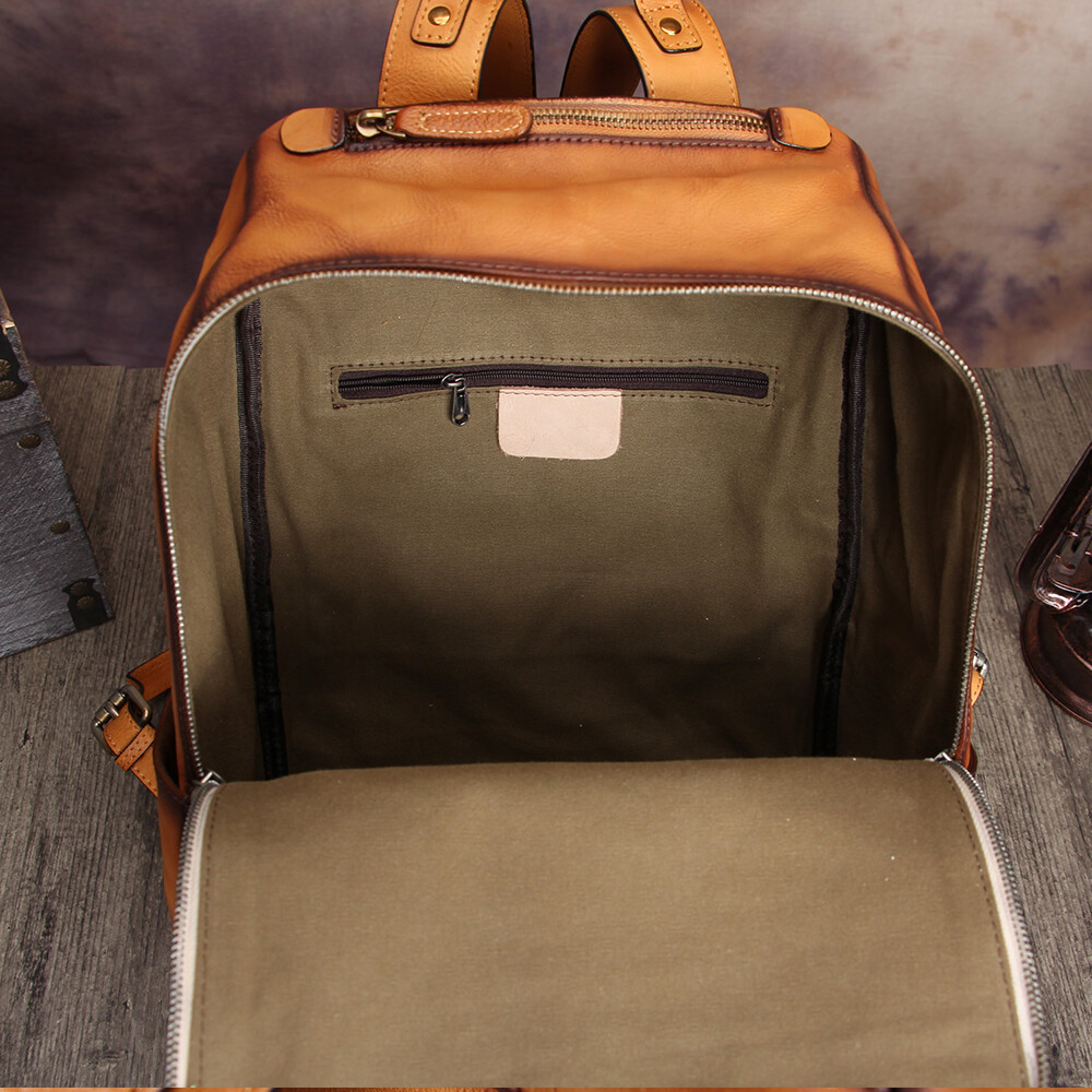 Genuine Leather Backpack Purse Men Vintage Rucksack Daypack for Travel Laptop