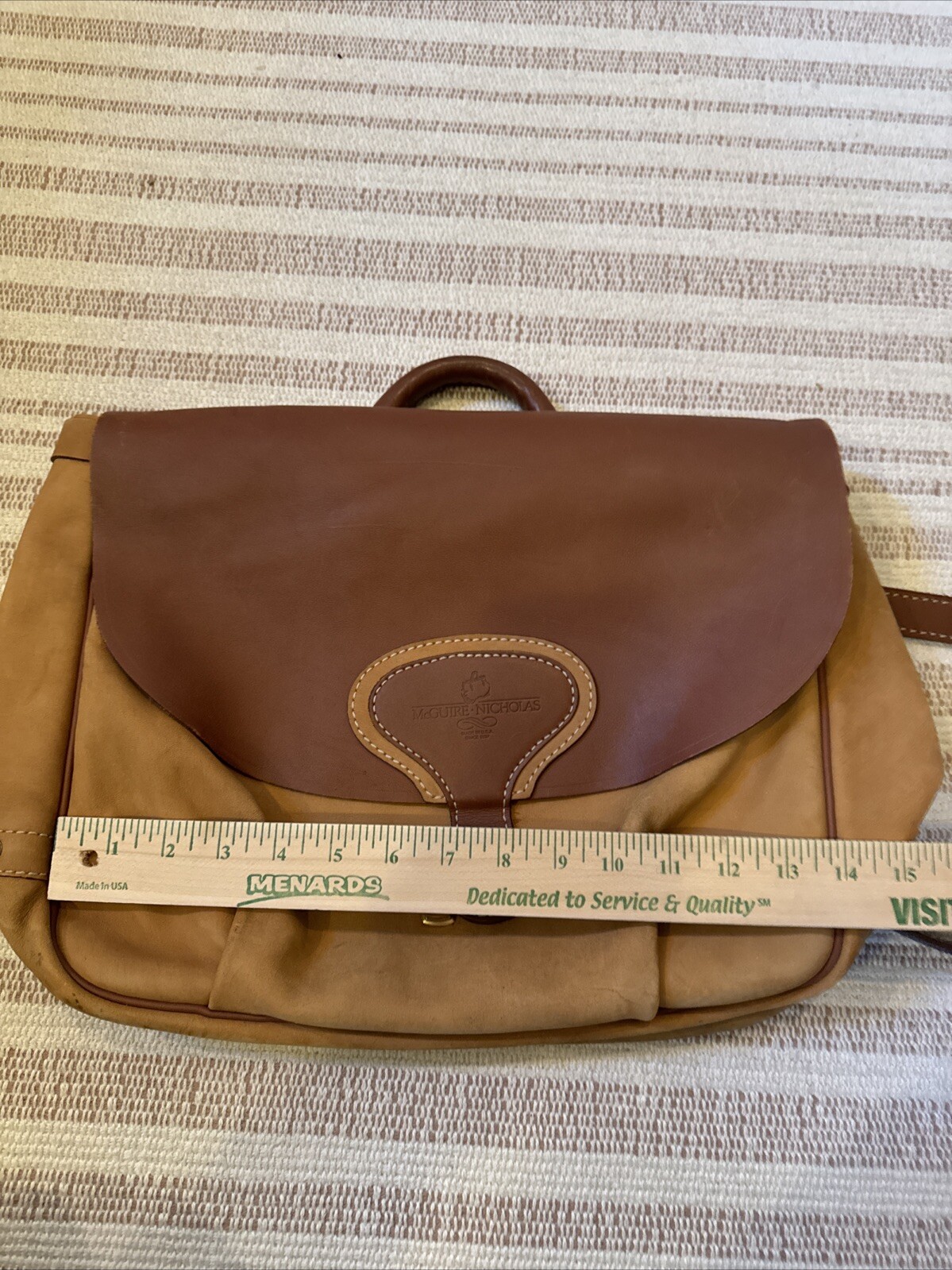 McGuire Nicholas Two Tone Leather Messenger Bag VGUC