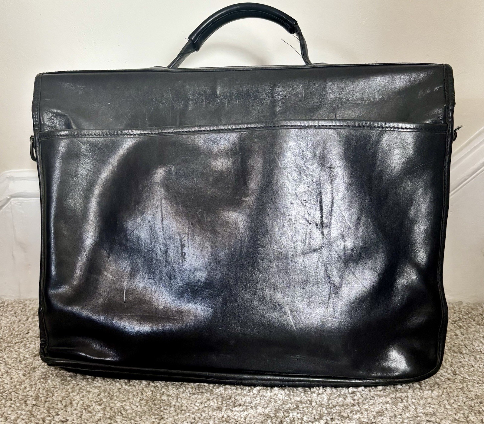 Hartmann Black Briefcase Document Case Push Lock Zip Outer Pockets Dividers