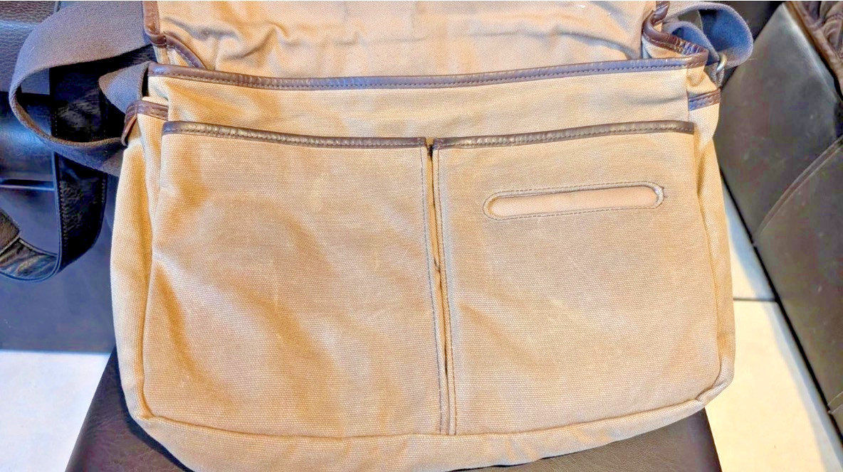 Tumi T-Tech Essential Gear Brown Waxed Cavas Crossbody used GC