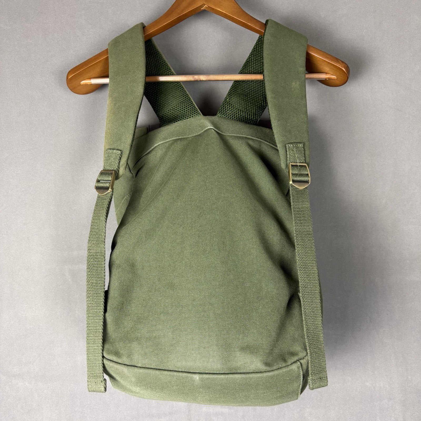 COBB & CO Olive Green Canvas Laptop Backpack Brown Trim Rucksack
