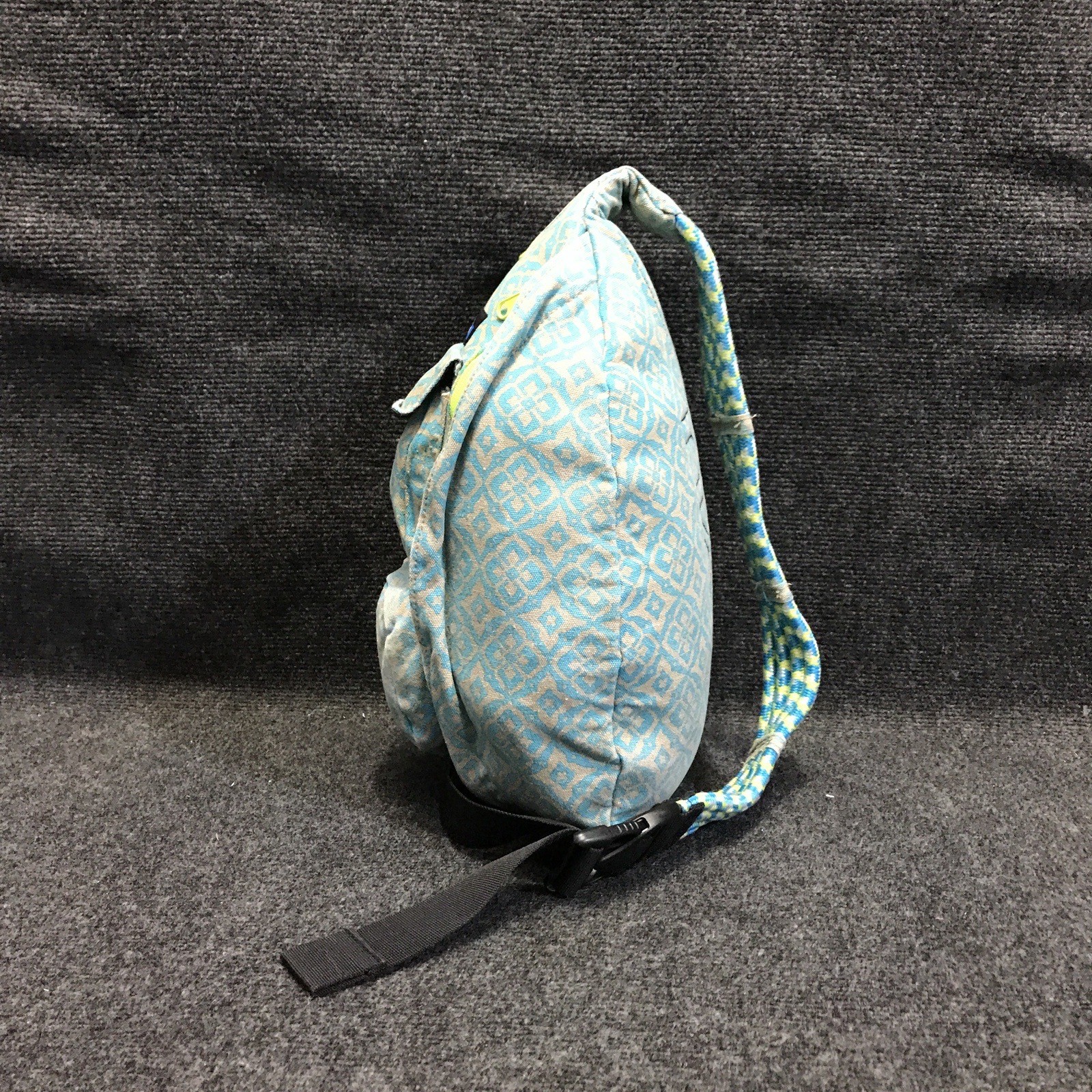 KAVU Rope Sling Pack Blue Tan Geometric Cross Body Outdoor Travel Bag Backpack