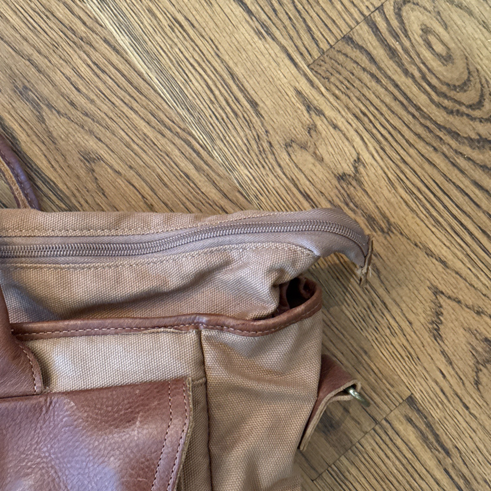 Duluth Trading Company Superior Street Fire Hose Briefcase Brown Canvas Leather