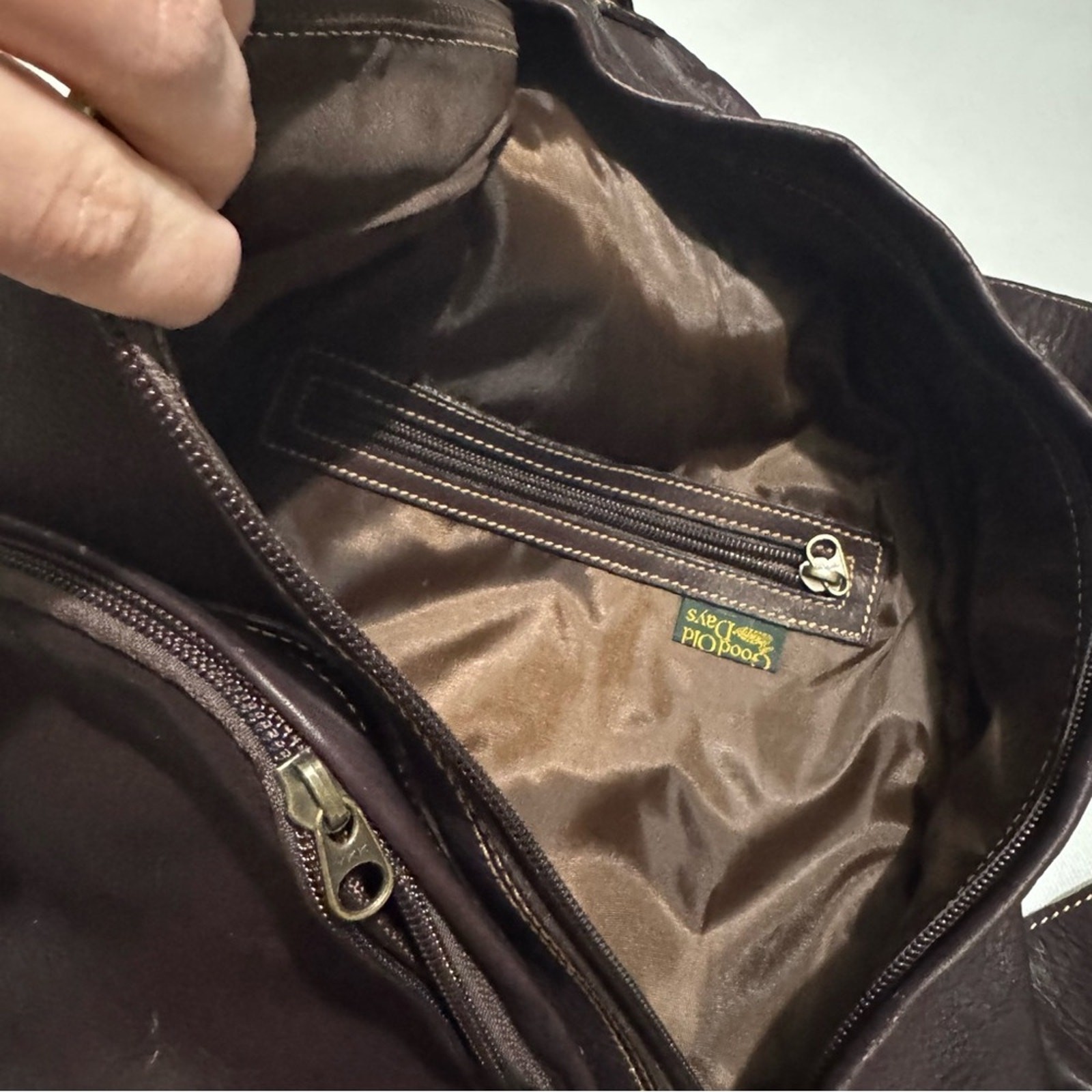 Good Old Days Brown Leather One Shoulder Backpack Bag Mens Hiking Outdoor School