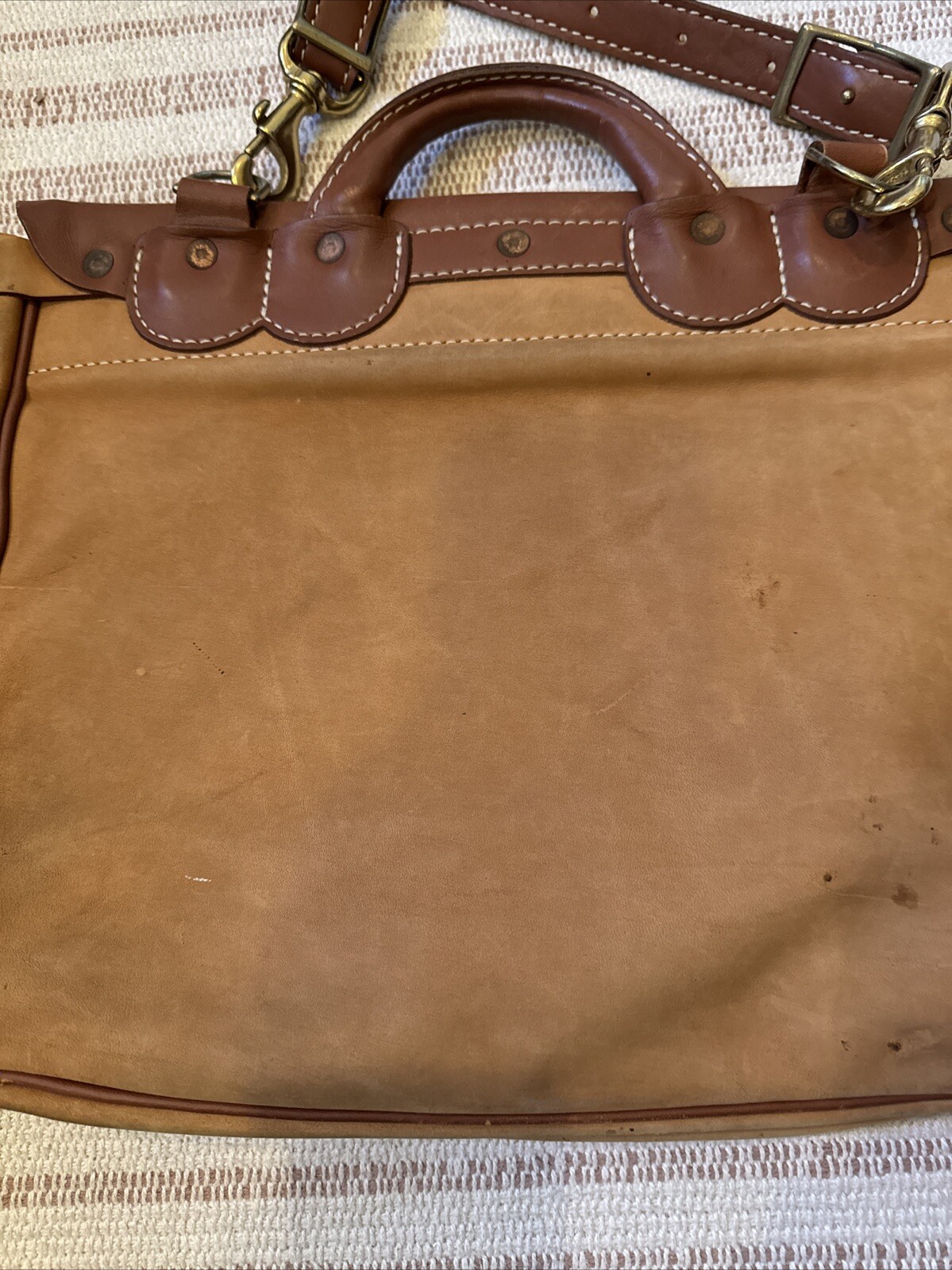 McGuire Nicholas Two Tone Leather Messenger Bag VGUC