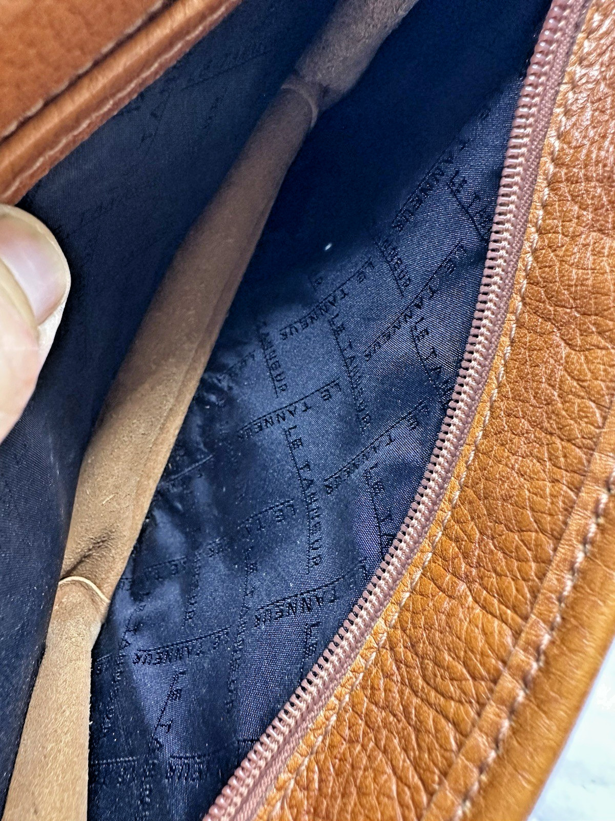 Le Tanneur Leather Brown Plain Men’s Bag Wrist Strap France 1898 Used