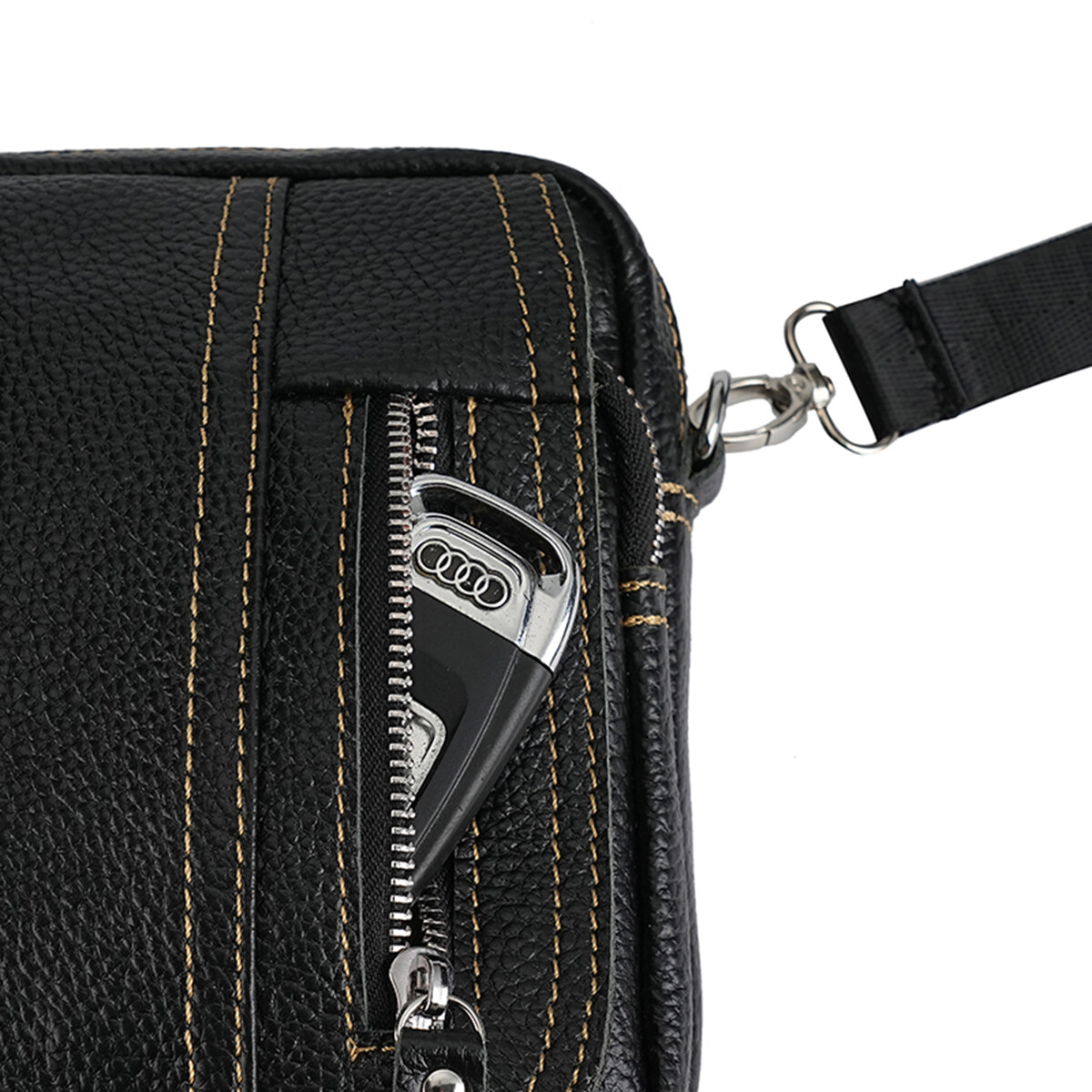 Mens Genuine Leather Mini Messenger Cross Body Handbag Shoulder Bag Large Purse