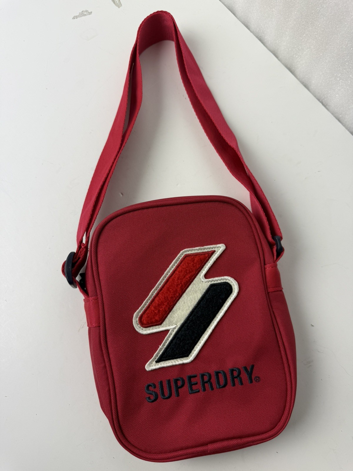 SuperDry Sportsyle Side Bag Red Crossbody Small Messenger Shoulder Strap Zip 9″