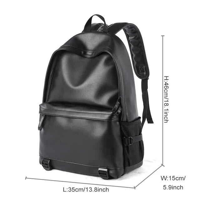 Waterproof PU Leather Travel Backpack SchoolBag Unisex Bag outdoor Men Mochila
