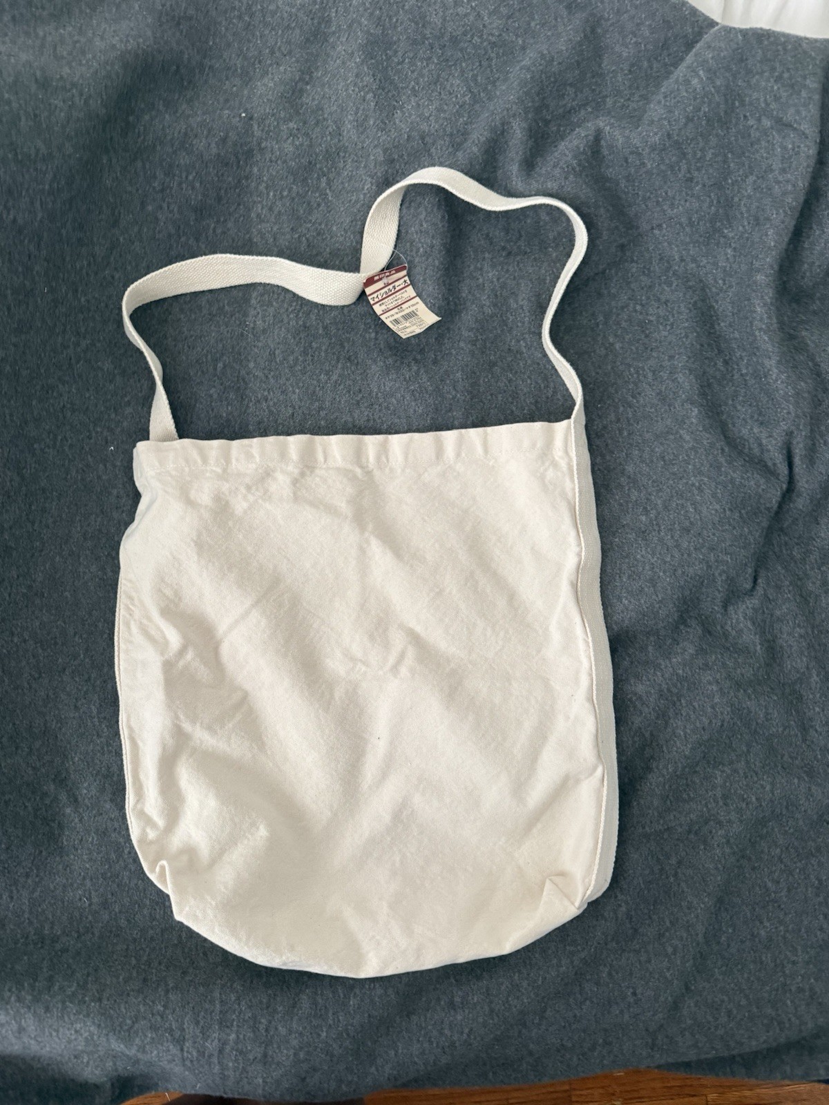 MUJI Canvas Shoulder Bag Large Off-White Cotton Crossbody Tote NWT Japan Exclusi