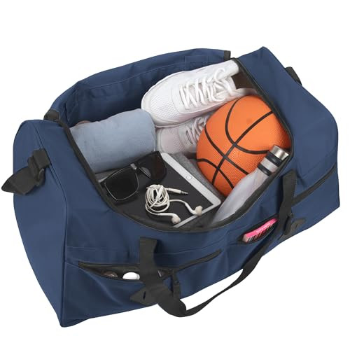 24 Inch 55 Liter Multi Pocket Duffle Bags for Men & Women For Grey & Blue