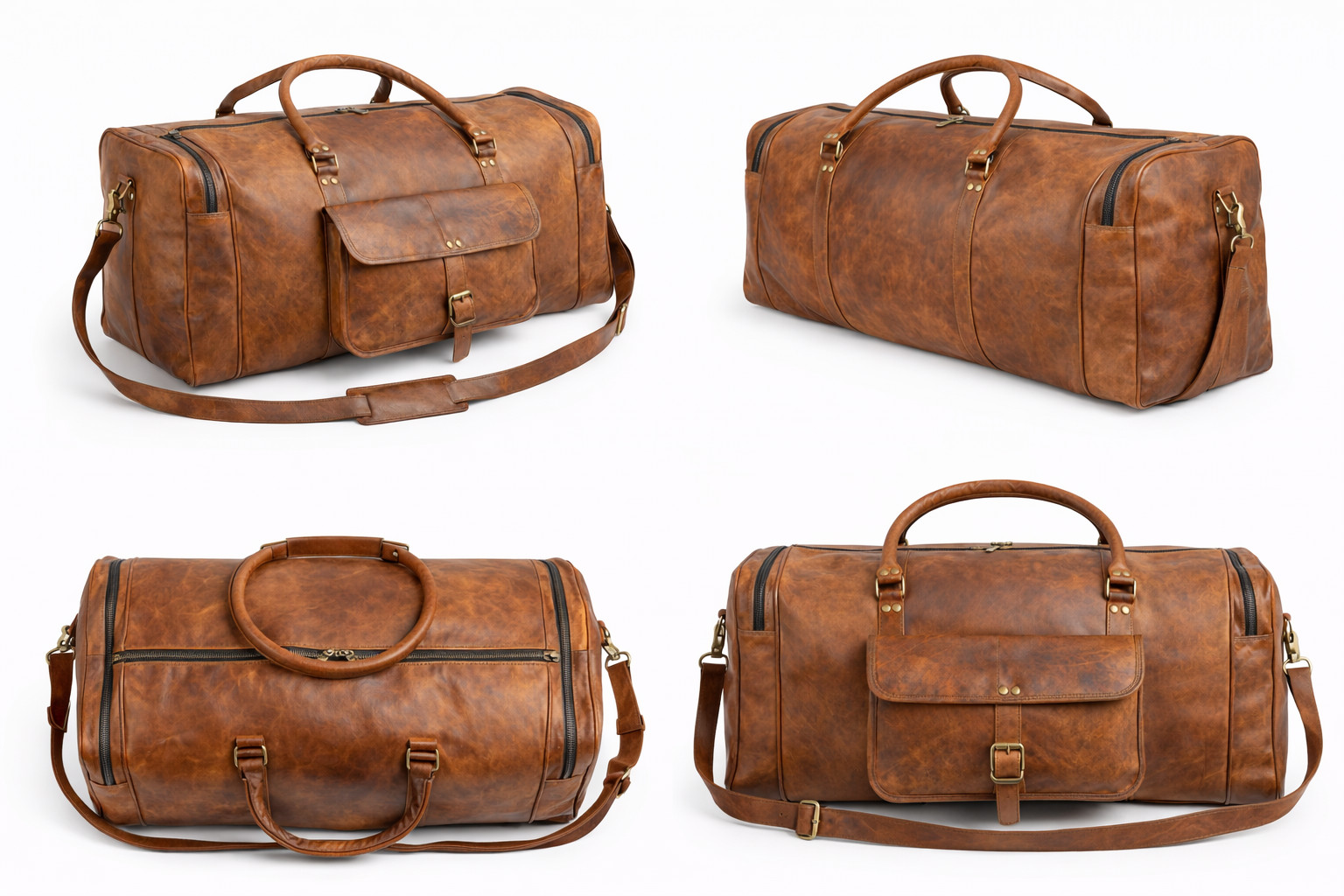 Authentic Leather Travel Duffel Bag Large Capacity Weekender Gym Luxury Spacious
