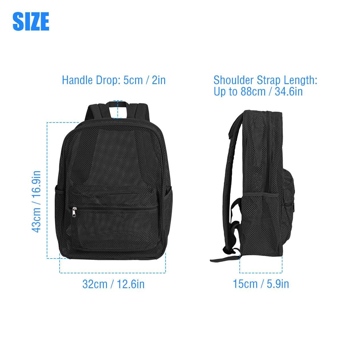 Large Mesh Backpack Heavy Duty See Through School Bag For Students Men Women