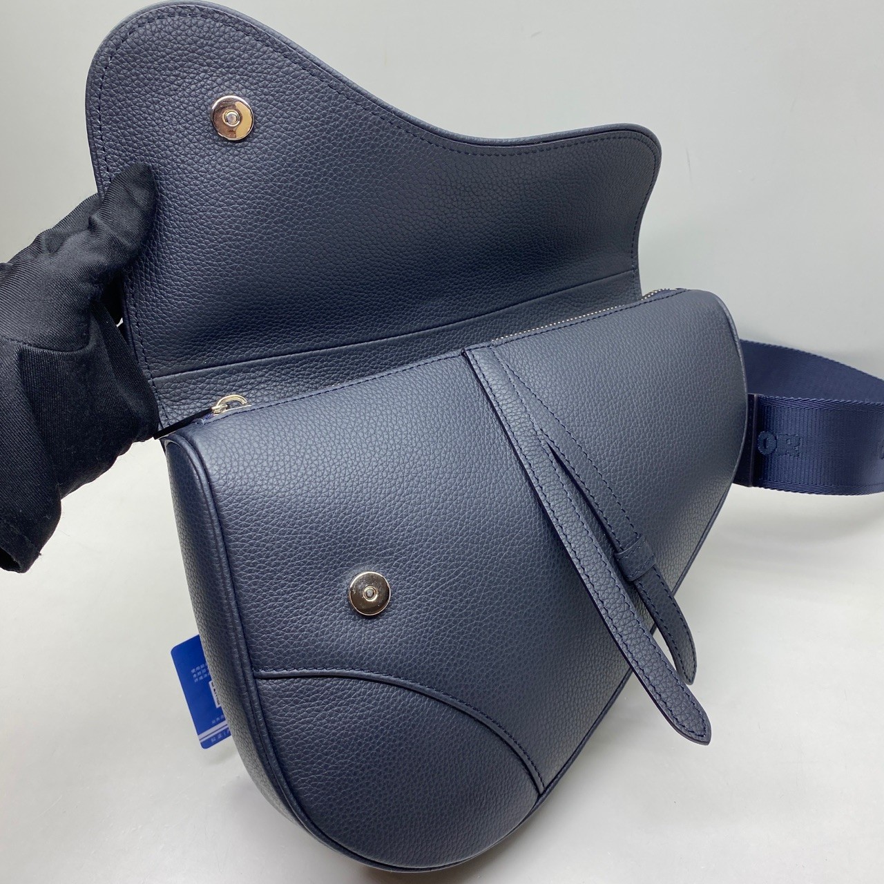 Dior Pre-Owned Authentic Saddle Bag Navy 27x20x5cm Cowhide