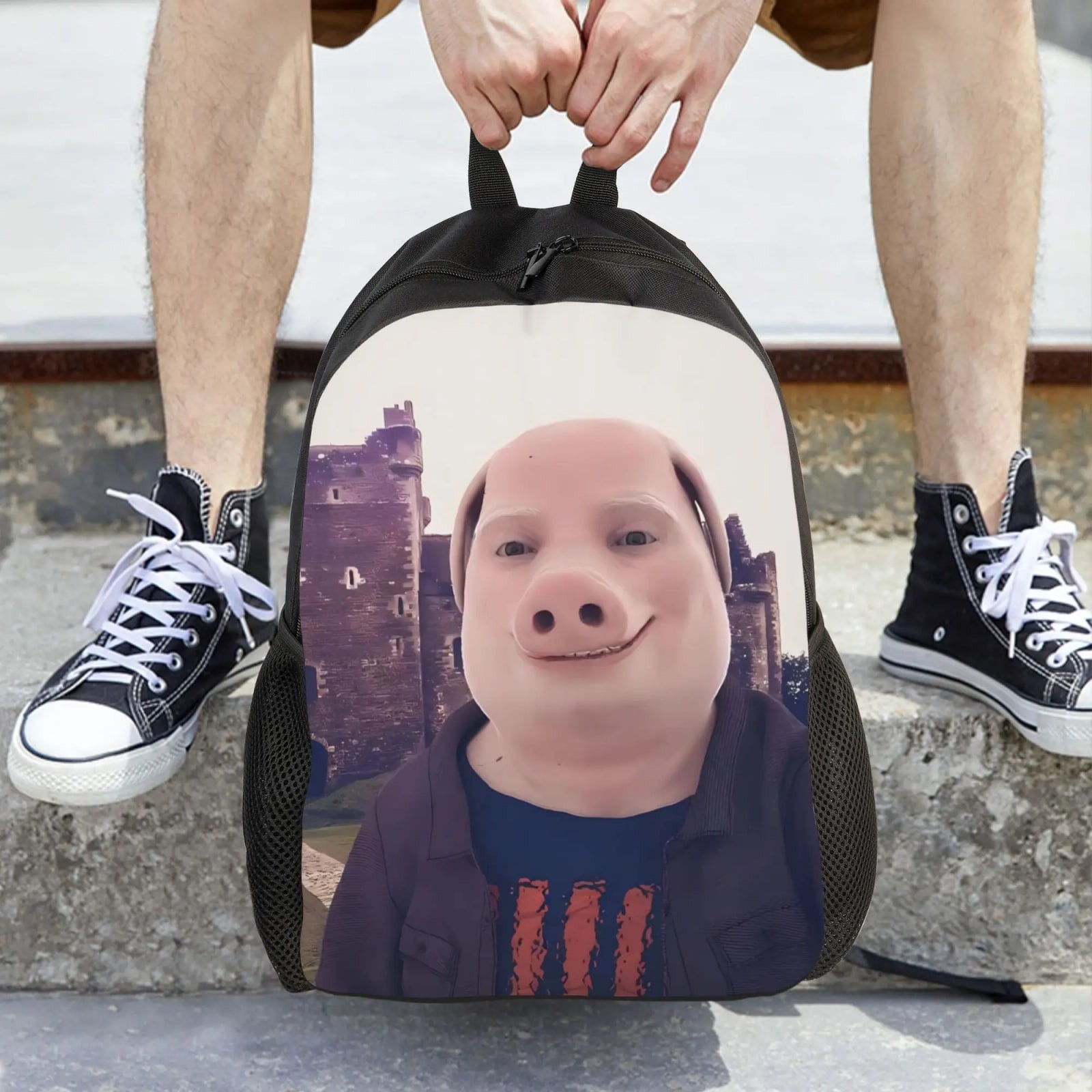 Cartoon Polyester Foldable Expandable Student Backpack 20-35L Unisex