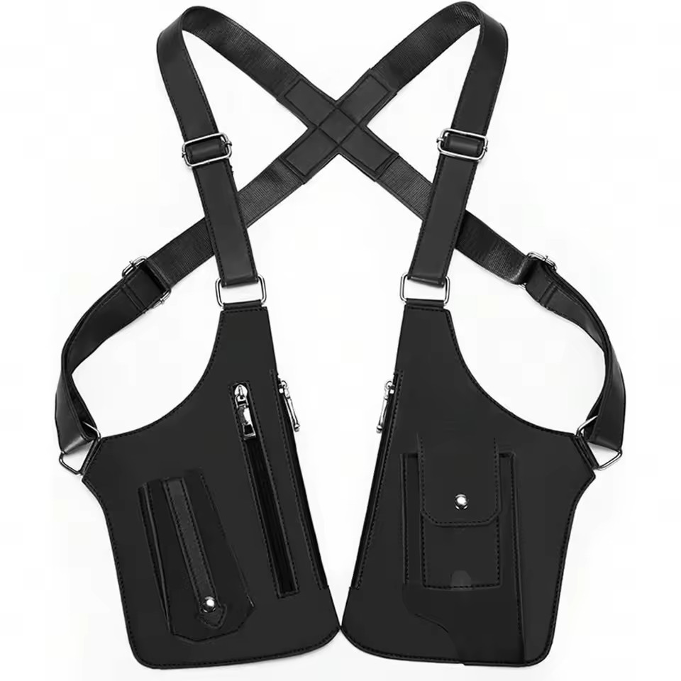 Adjustable PU Leather Wallet Holster Bag Waterproof Underarm Shoulder Bag