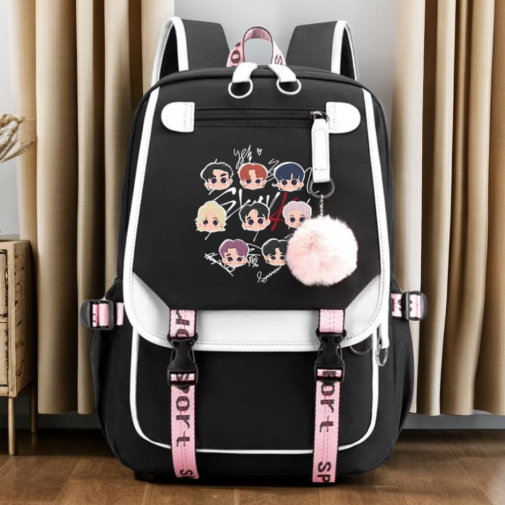 Stray Backpack Korean Casual Daypack Laptop Bag College Bag Unisex Black 32cm…