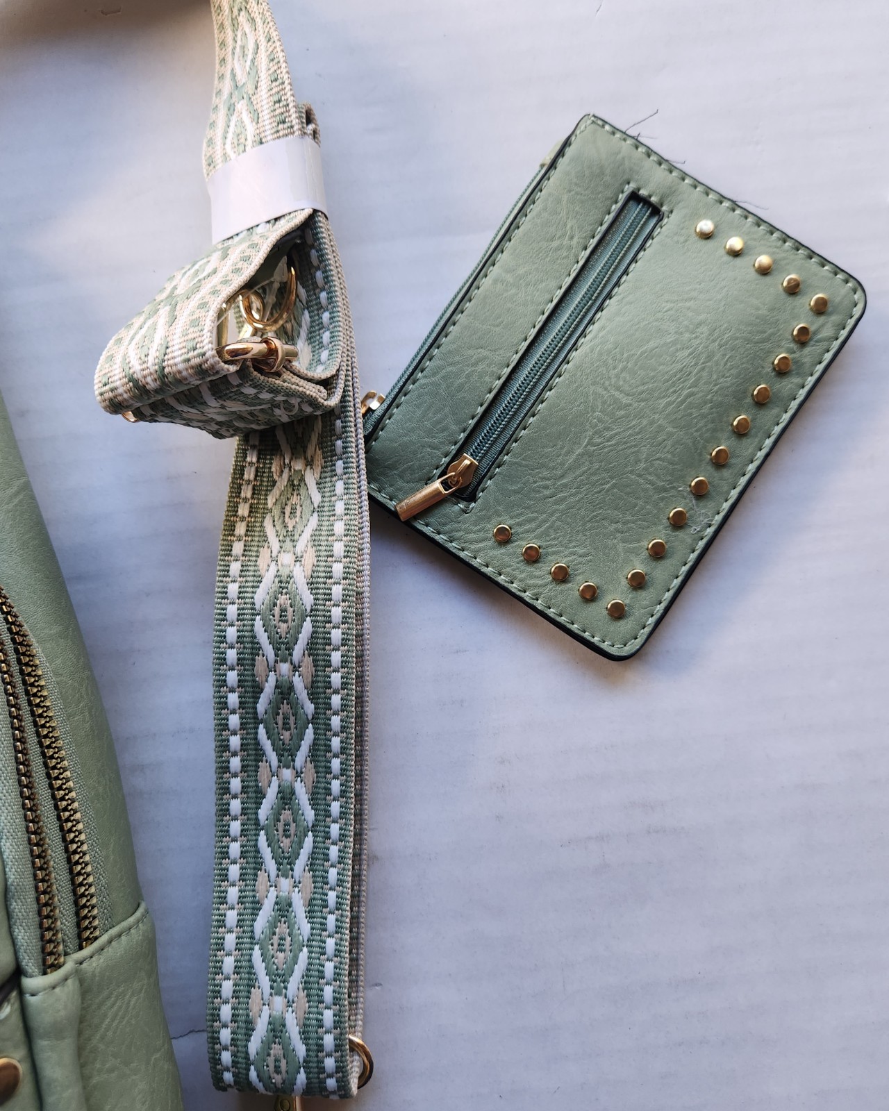 Sam & Hadley Western Light Olive Green Crossbody Sling Bag with Studded Accent