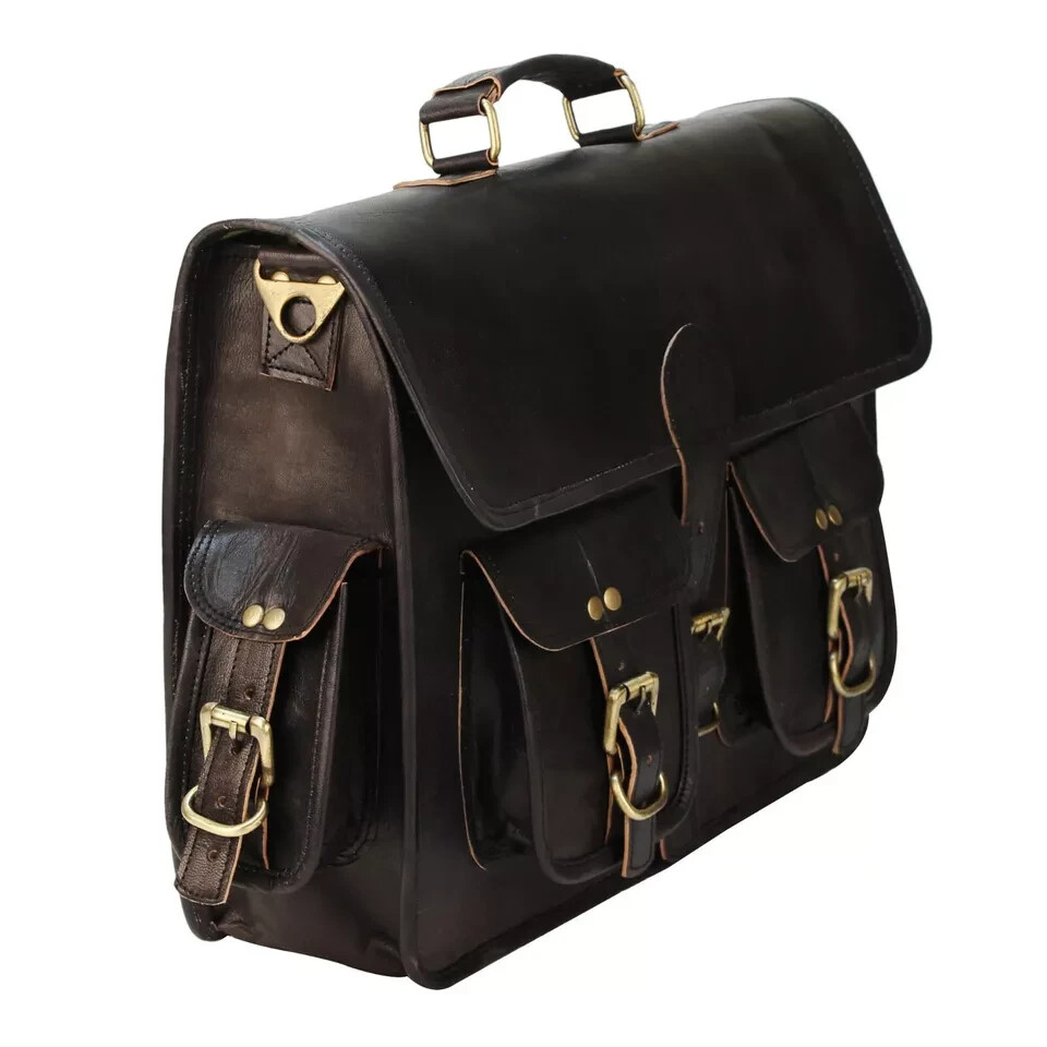 Bag Leather Briefcase Men’s Black Genuine Shoulder Laptop Messenger Business New