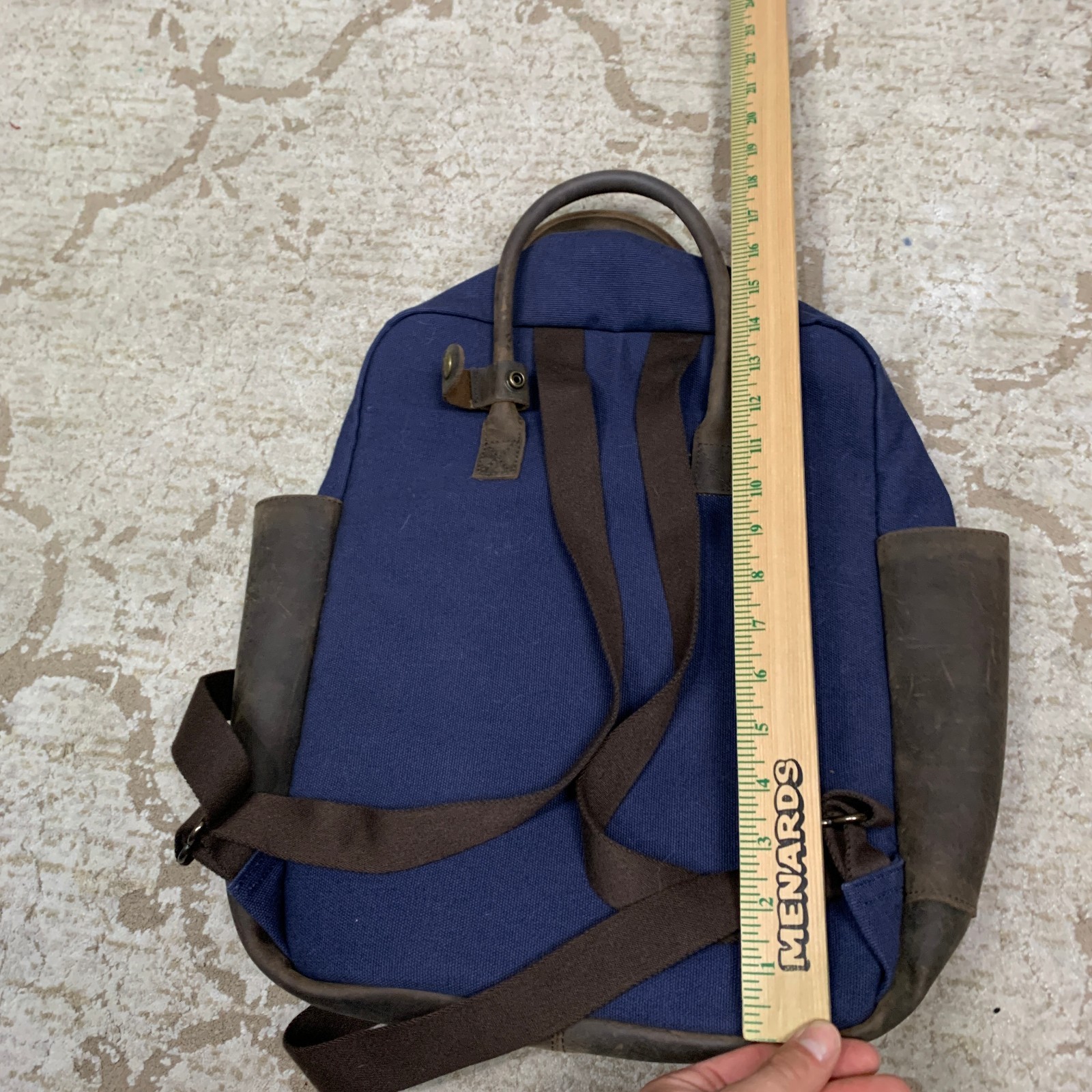 JW Hulme Leather Canvas Backpack Blue Brown