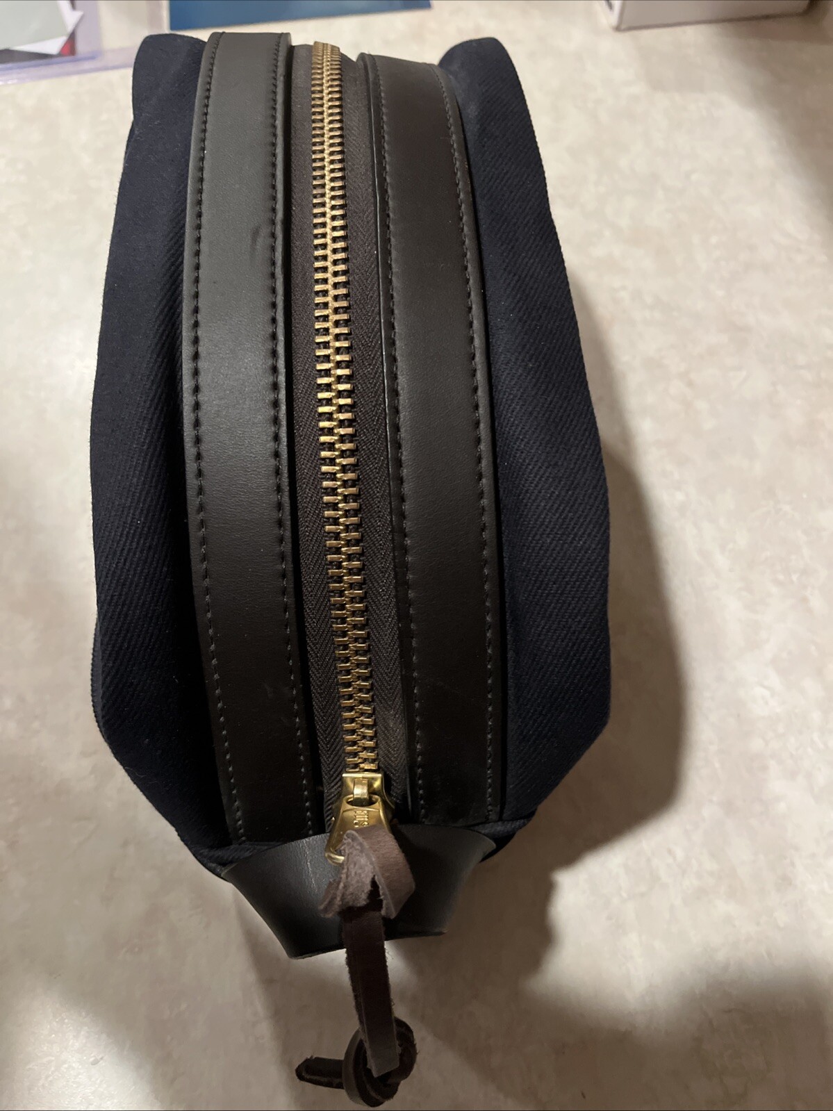 🔥 USA NEW FILSON Rugged Twill Leather Travel Kit Dopp Bag Navy Blue MiUSA NWOT