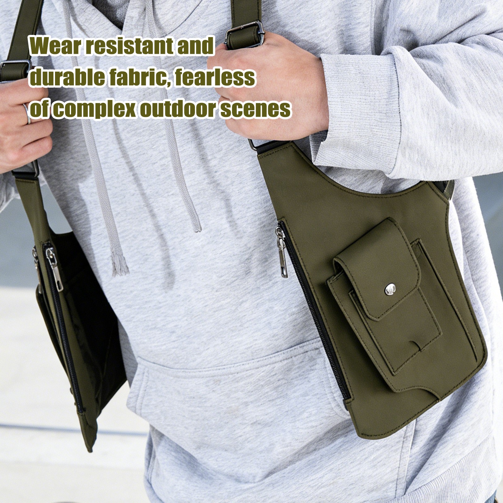 PU + Polyester Underarm Shoulder Bag for Men, Anti-Theft Double Shoulder Armpit